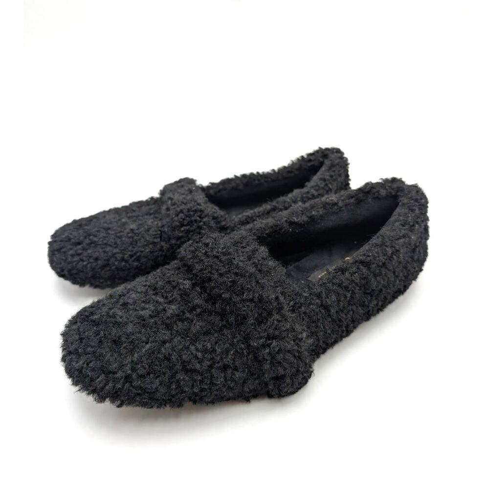 Seychelles Faux Shearling Moc Toe Loafer Shoes Women's Black Size US6M EU36.5